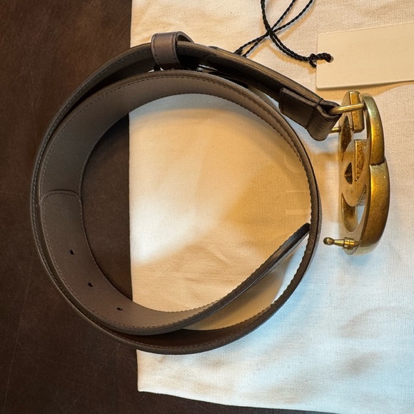 New Authentic Gucci GG Logo Leather Belt Brown Tan Size 32 Fits Waist 30 - 32 - Picture 13 of 13